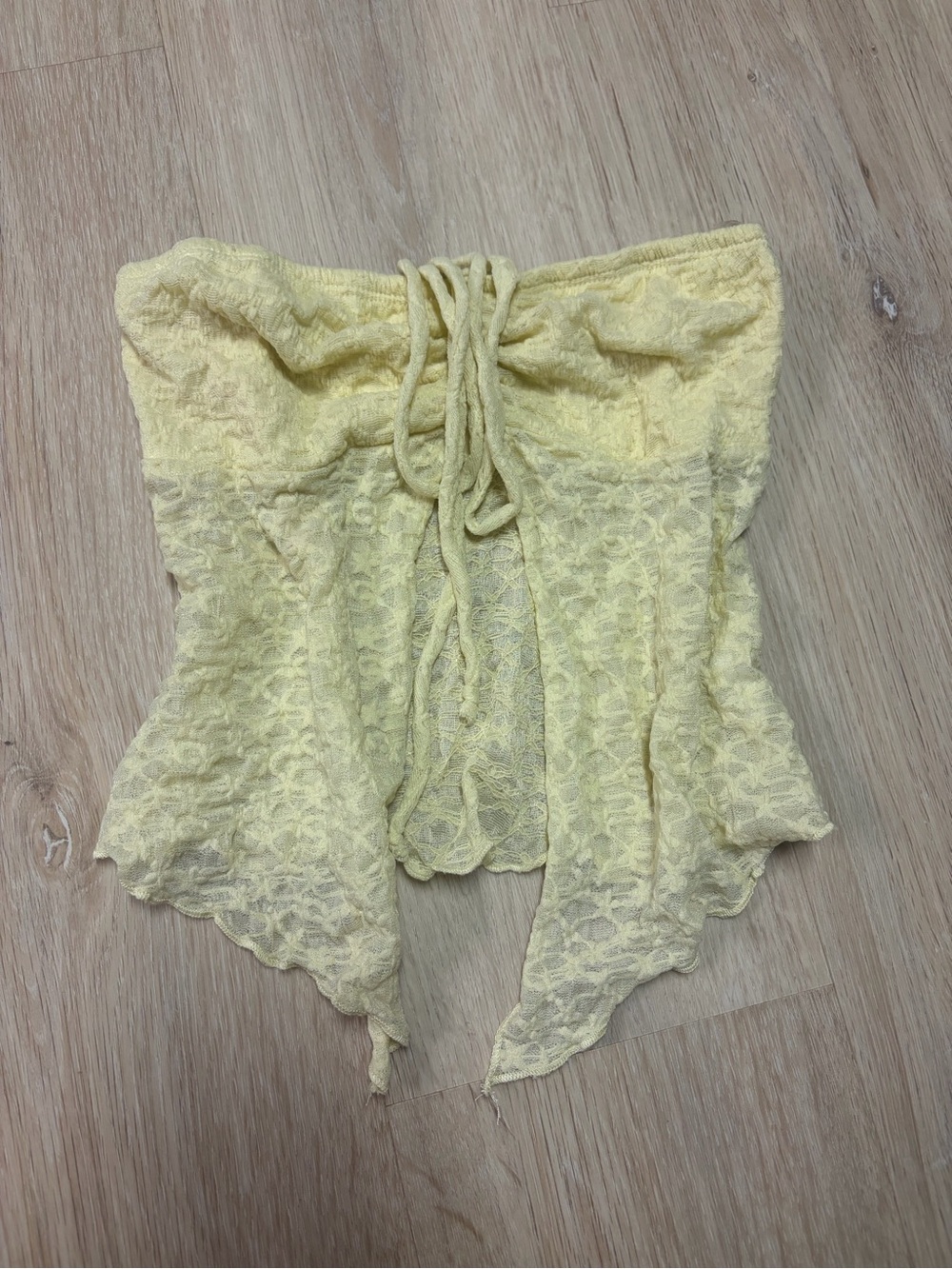 Yellow Lace Strapless Bustier Top